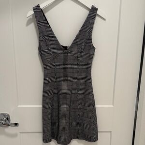 Topshop Black and White Checkered Mini Dress